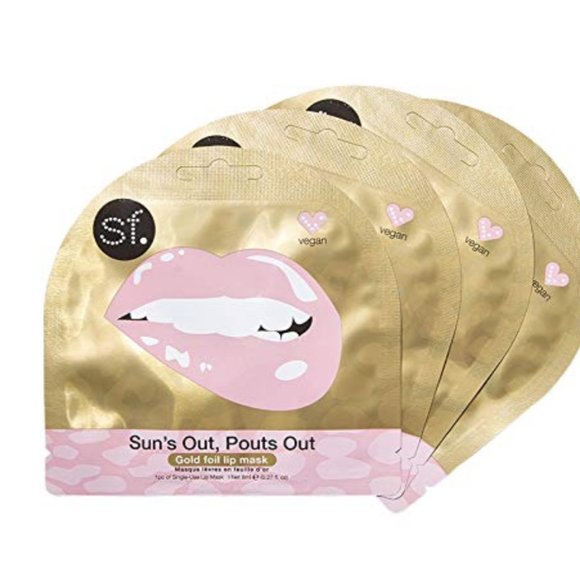Sun's Out, Pouts Out Gold Foil Leopard Pattern Lip Mask - 4 Pack - NEW - Picture 4 of 4